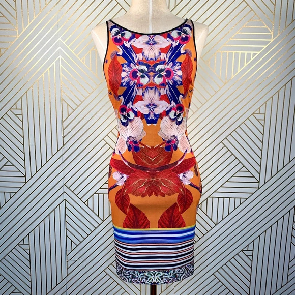 Clover Canyon Prism Orchid Neoprene Dress Orange - Picture 1 of 8